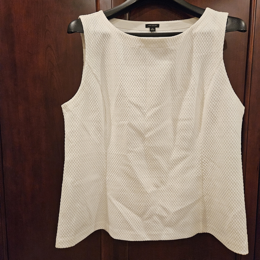 Ann Taylor Textured Cream Sleeveless Blouse